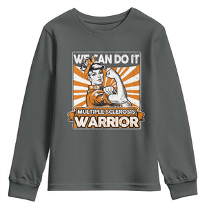 Multiple Sclerosis Awareness Youth Sweatshirt Orange Ribbon MS Warrior Support Squad TS10 Dark Heather Print Your Wear