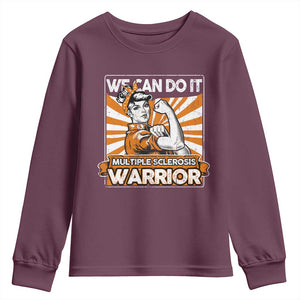 Multiple Sclerosis Awareness Youth Sweatshirt Orange Ribbon MS Warrior Support Squad TS10 Maroon Print Your Wear
