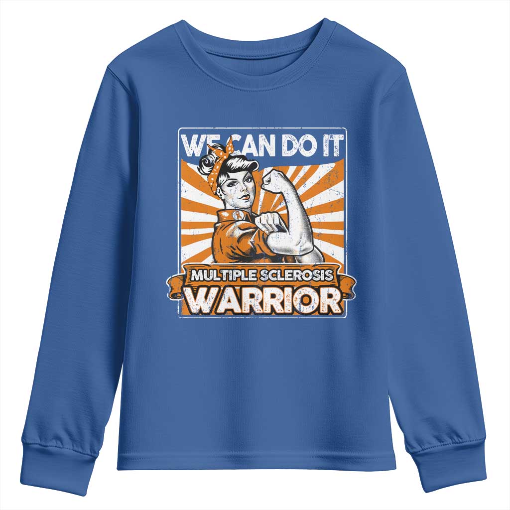 Multiple Sclerosis Awareness Youth Sweatshirt Orange Ribbon MS Warrior Support Squad TS10 Royal Blue Print Your Wear