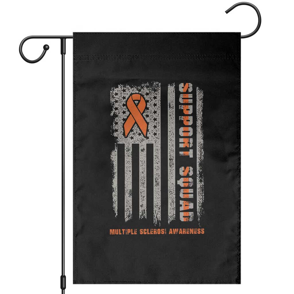 MS Support Squad Garden Flag Orange Ribbon Multiple Sclerosis Awareness USA Flag TS10 Black Print Your Wear