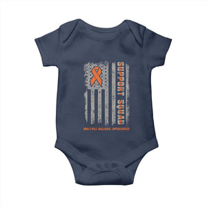 MS Support Squad Baby Onesie Orange Ribbon Multiple Sclerosis Awareness USA Flag TS10 Navy Print Your Wear
