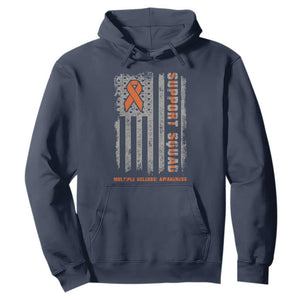 MS Support Squad Hoodie Orange Ribbon Multiple Sclerosis Awareness USA Flag TS10 Navy Print Your Wear