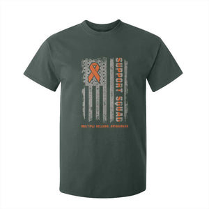 MS Support Squad T Shirt For Kid Orange Ribbon Multiple Sclerosis Awareness USA Flag TS10 Dark Forest Green Print Your Wear