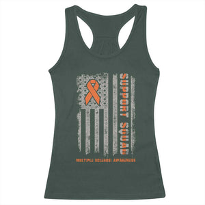 MS Support Squad Racerback Tank Top Orange Ribbon Multiple Sclerosis Awareness USA Flag TS10 Dark Forest Green Print Your Wear