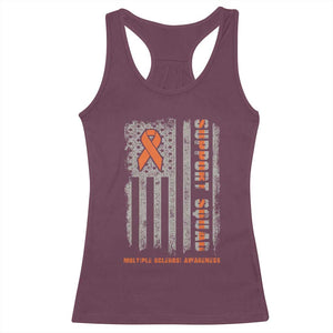 MS Support Squad Racerback Tank Top Orange Ribbon Multiple Sclerosis Awareness USA Flag TS10 Maroon Print Your Wear