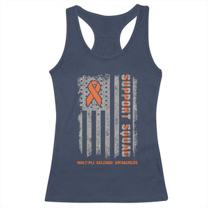 MS Support Squad Racerback Tank Top Orange Ribbon Multiple Sclerosis Awareness USA Flag TS10 Navy Print Your Wear
