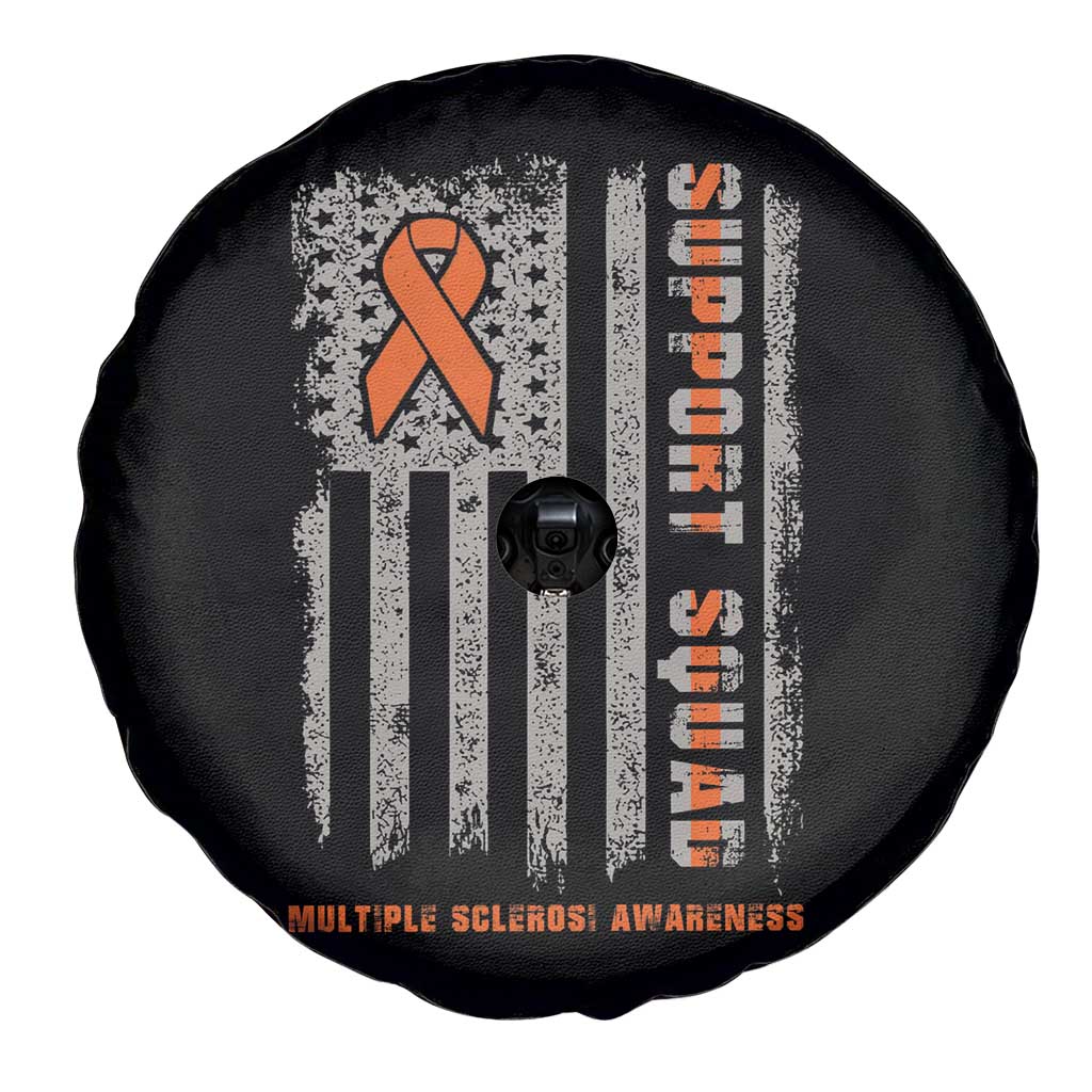 MS Support Squad Spare Tire Cover Orange Ribbon Multiple Sclerosis Awareness USA Flag TS10 Print Your Wear