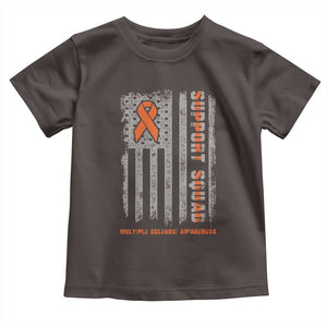 MS Support Squad Toddler T Shirt Orange Ribbon Multiple Sclerosis Awareness USA Flag TS10 Dark Chocolate Print Your Wear