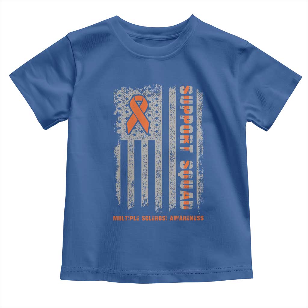 MS Support Squad Toddler T Shirt Orange Ribbon Multiple Sclerosis Awareness USA Flag TS10 Royal Blue Print Your Wear