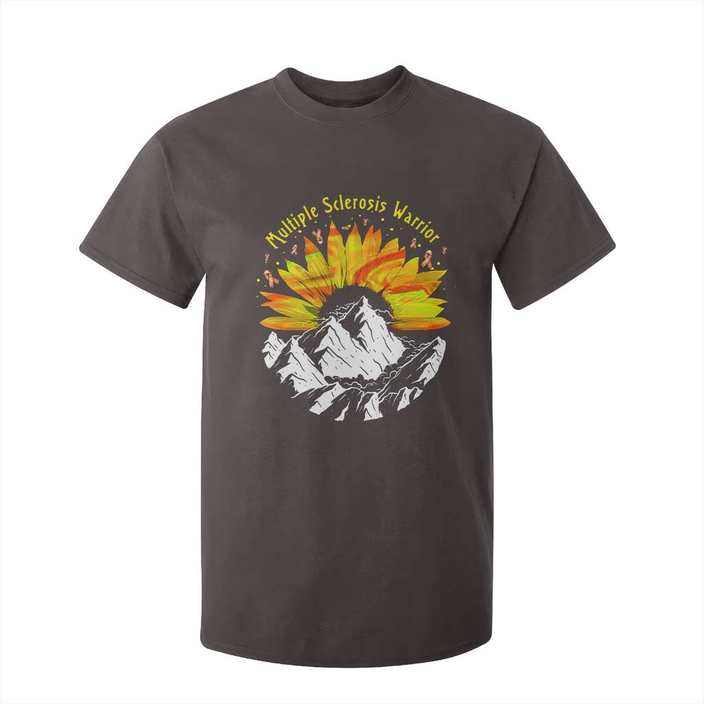 MS Warrior T Shirt For Kid Orange Ribbon Sunflower Multiple Sclerosis Awareness TS10 Dark Chocolate Print Your Wear