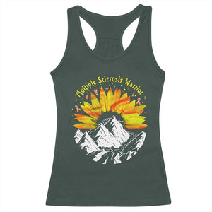 MS Warrior Racerback Tank Top Orange Ribbon Sunflower Multiple Sclerosis Awareness TS10 Dark Forest Green Print Your Wear