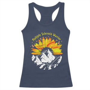 MS Warrior Racerback Tank Top Orange Ribbon Sunflower Multiple Sclerosis Awareness TS10 Navy Print Your Wear