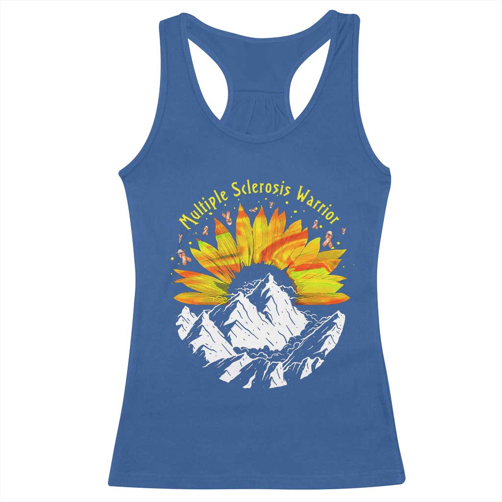 MS Warrior Racerback Tank Top Orange Ribbon Sunflower Multiple Sclerosis Awareness TS10 Royal Blue Print Your Wear