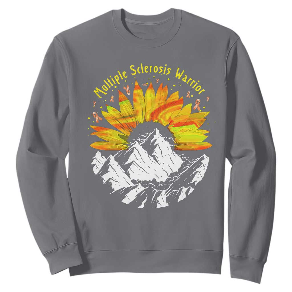 MS Warrior Sweatshirt Orange Ribbon Sunflower Multiple Sclerosis Awareness TS10 Charcoal Print Your Wear