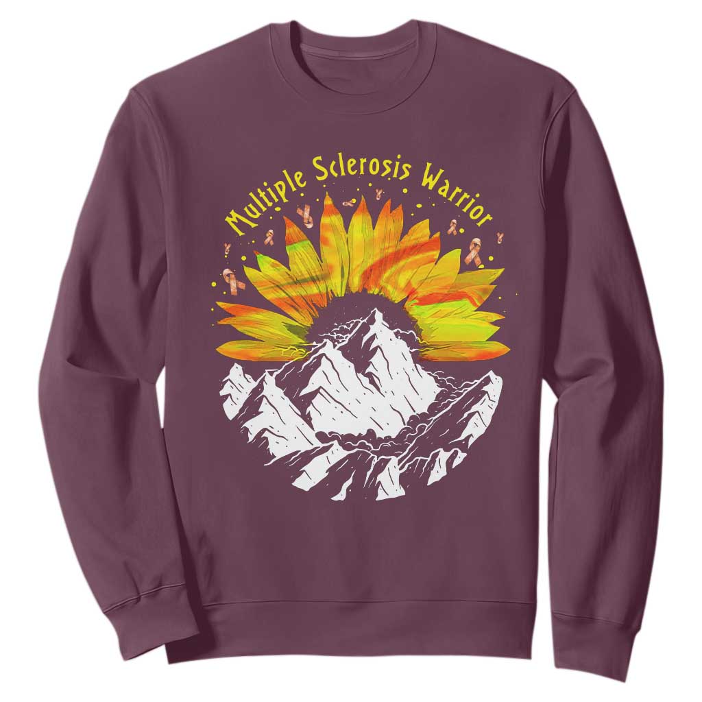 MS Warrior Sweatshirt Orange Ribbon Sunflower Multiple Sclerosis Awareness TS10 Maroon Print Your Wear