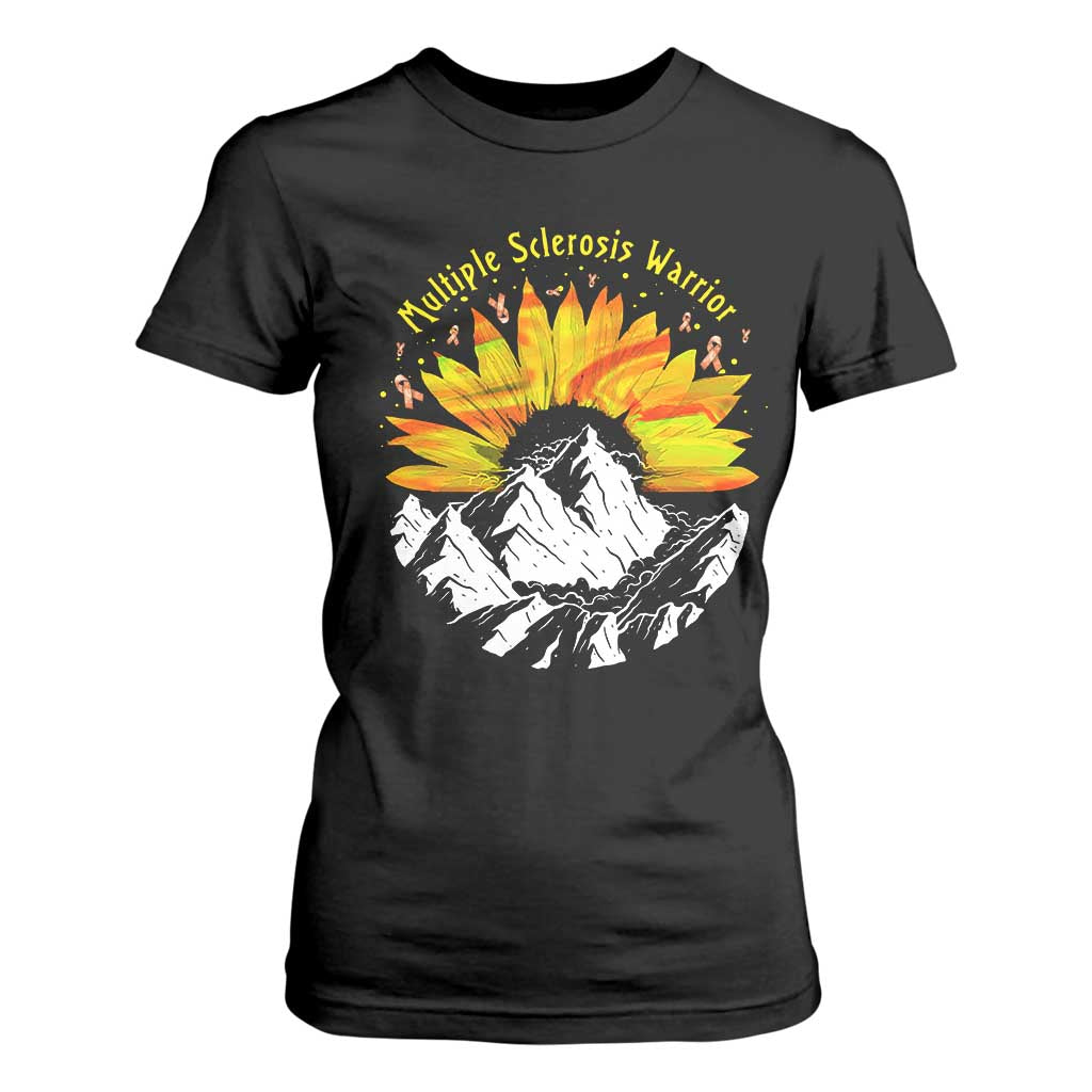 MS Warrior T Shirt For Women Orange Ribbon Sunflower Multiple Sclerosis Awareness TS10 Black Print Your Wear