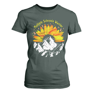 MS Warrior T Shirt For Women Orange Ribbon Sunflower Multiple Sclerosis Awareness TS10 Dark Forest Green Print Your Wear