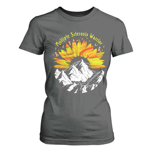 MS Warrior T Shirt For Women Orange Ribbon Sunflower Multiple Sclerosis Awareness TS10 Dark Heather Print Your Wear