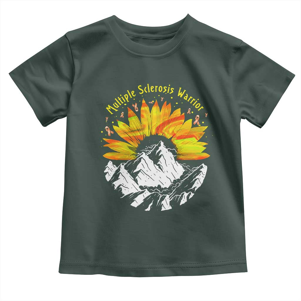 MS Warrior Toddler T Shirt Orange Ribbon Sunflower Multiple Sclerosis Awareness TS10 Dark Forest Green Print Your Wear
