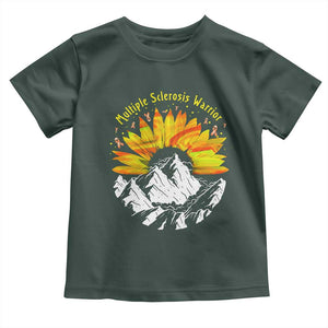 MS Warrior Toddler T Shirt Orange Ribbon Sunflower Multiple Sclerosis Awareness TS10 Dark Forest Green Print Your Wear