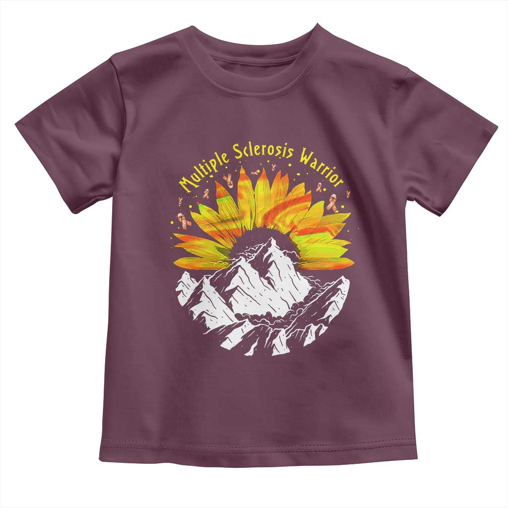 MS Warrior Toddler T Shirt Orange Ribbon Sunflower Multiple Sclerosis Awareness TS10 Maroon Print Your Wear