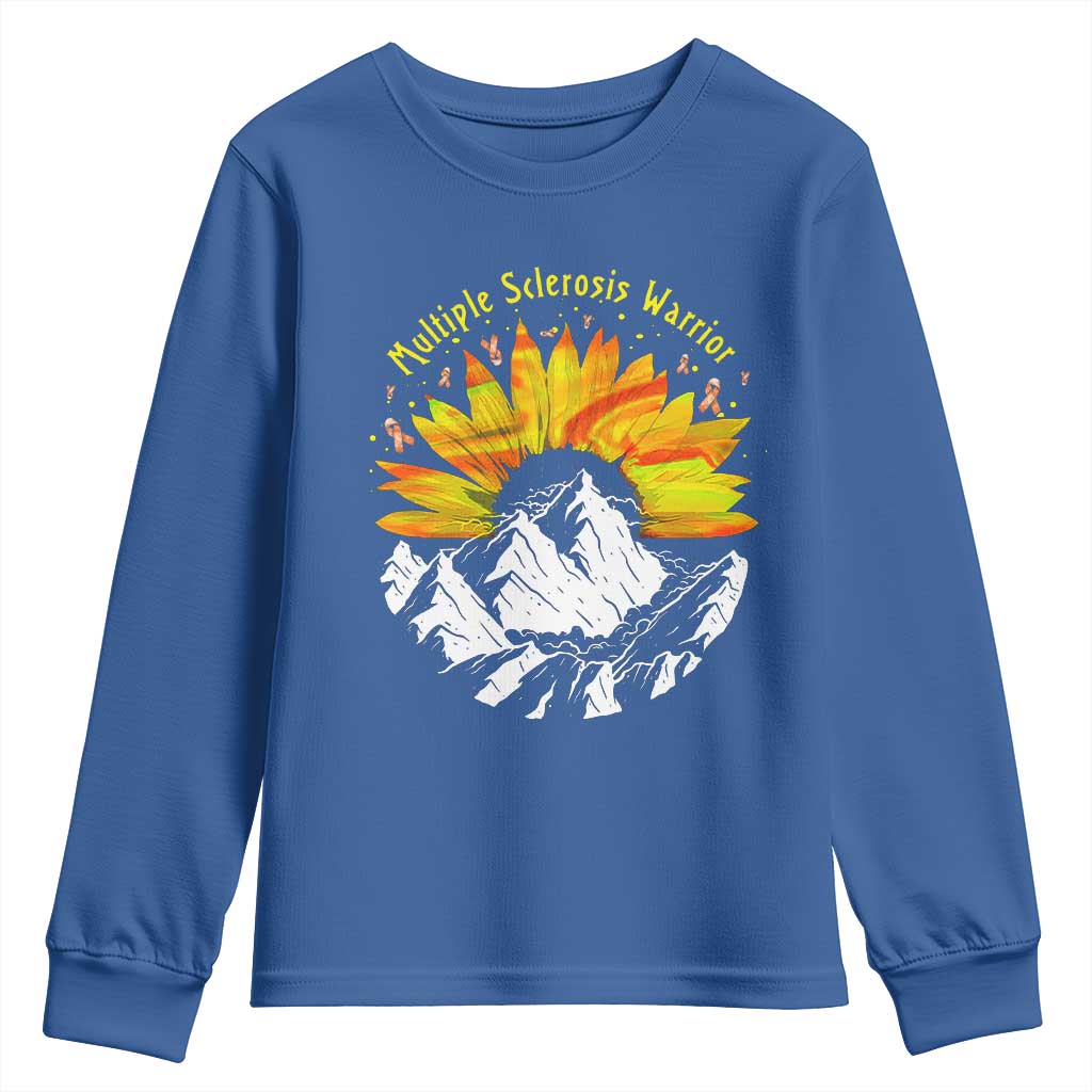 MS Warrior Youth Sweatshirt Orange Ribbon Sunflower Multiple Sclerosis Awareness TS10 Royal Blue Print Your Wear