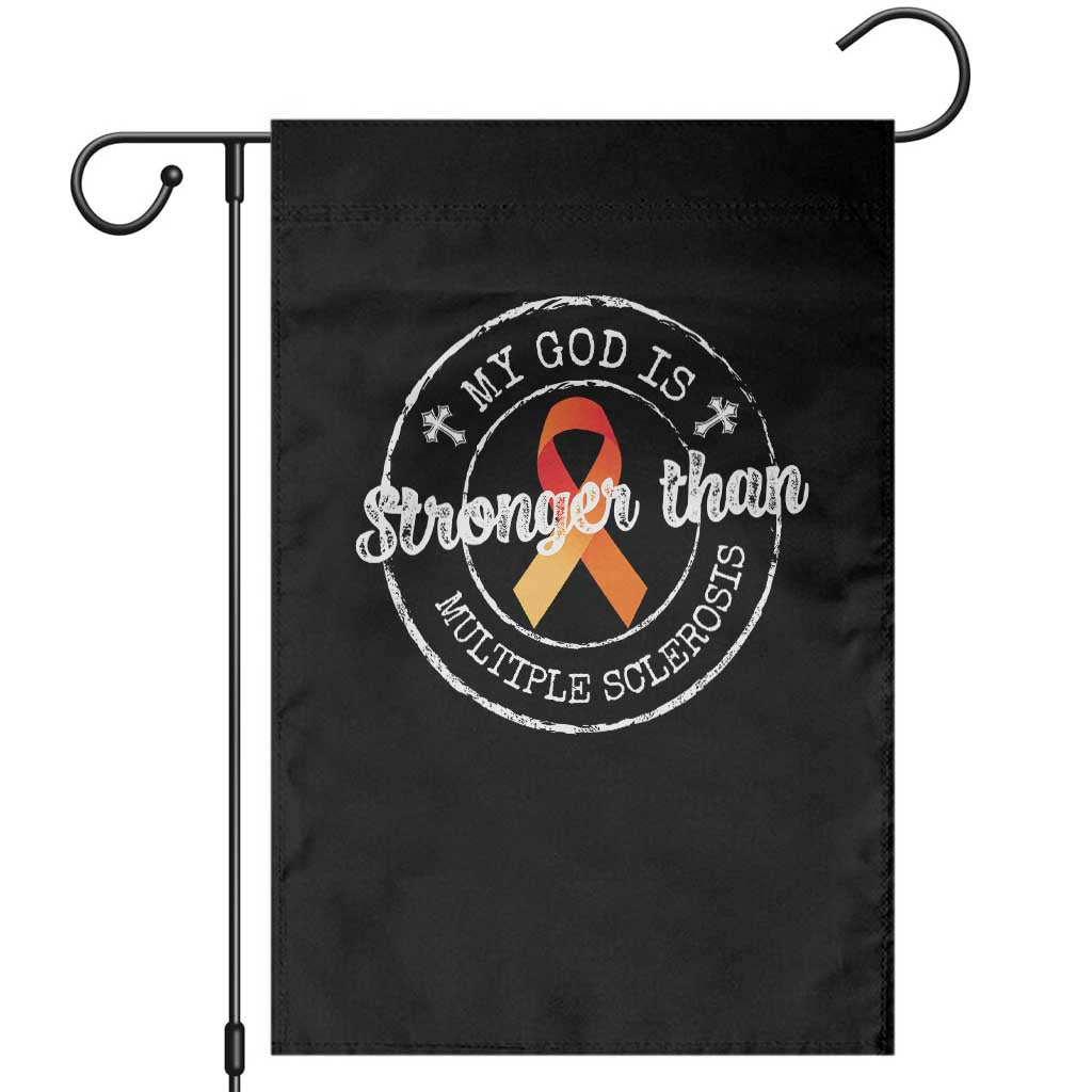 MS Awareness Garden Flag Orange Ribbon God Stronger MS TS10 Black Print Your Wear