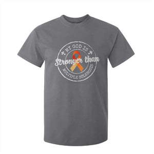 MS Awareness T Shirt For Kid Orange Ribbon God Stronger MS TS10 Charcoal Print Your Wear