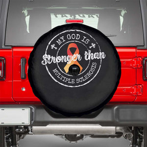 MS Awareness Spare Tire Cover Orange Ribbon God Stronger MS TS10 Black Print Your Wear