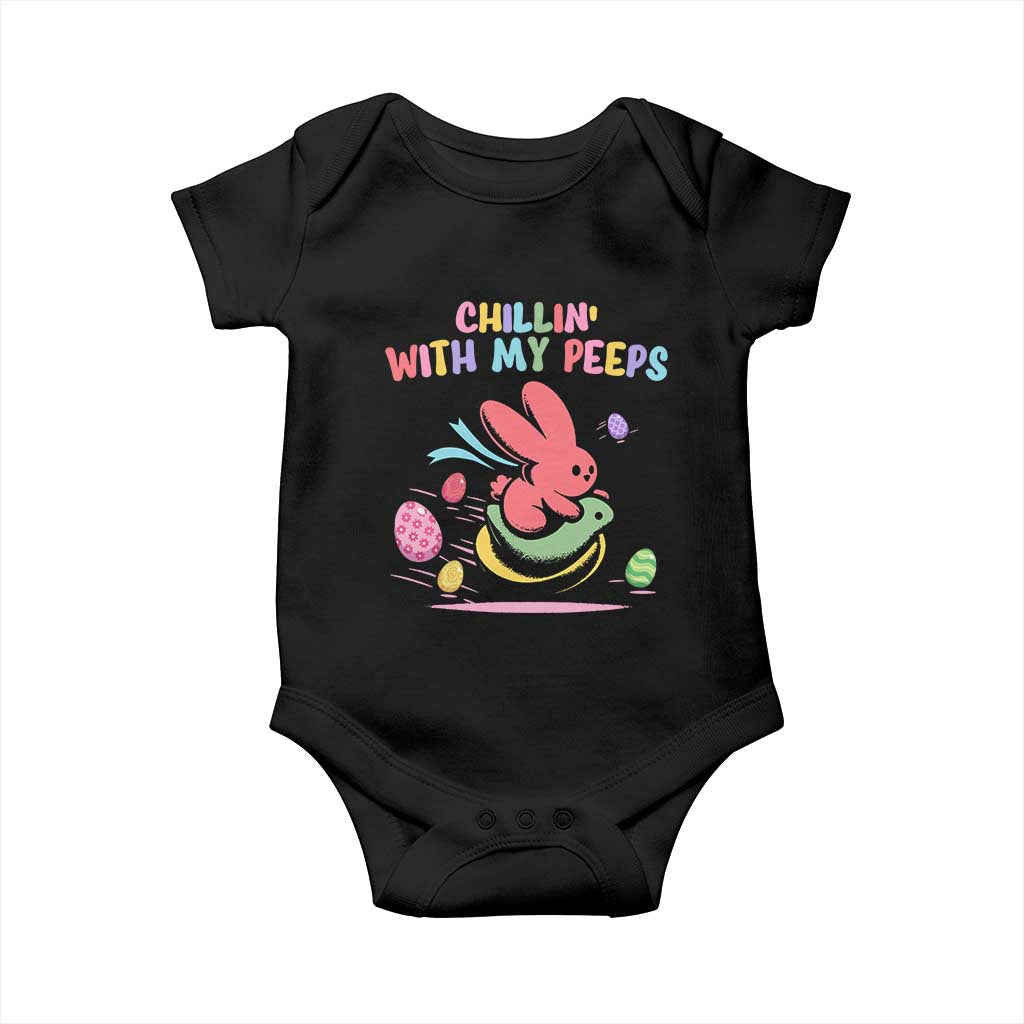 Easter Day Baby Onesie Chillin With My Peeps Bunnies TS10 Black Print Your Wear