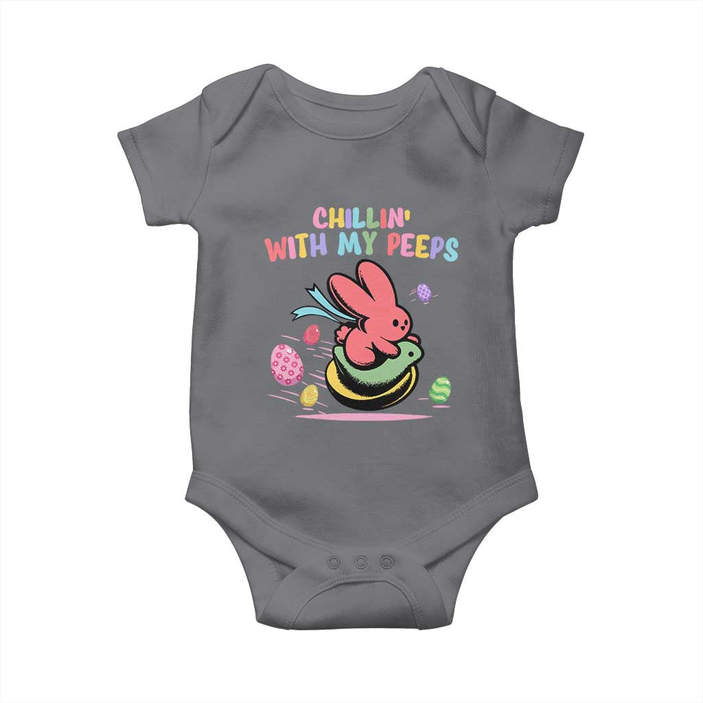 Easter Day Baby Onesie Chillin With My Peeps Bunnies TS10 Charcoal Print Your Wear
