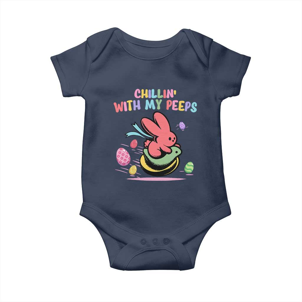 Easter Day Baby Onesie Chillin With My Peeps Bunnies TS10 Navy Print Your Wear