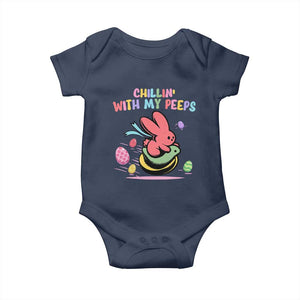 Easter Day Baby Onesie Chillin With My Peeps Bunnies TS10 Navy Print Your Wear