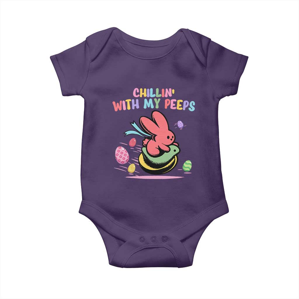 Easter Day Baby Onesie Chillin With My Peeps Bunnies TS10 Purple Print Your Wear