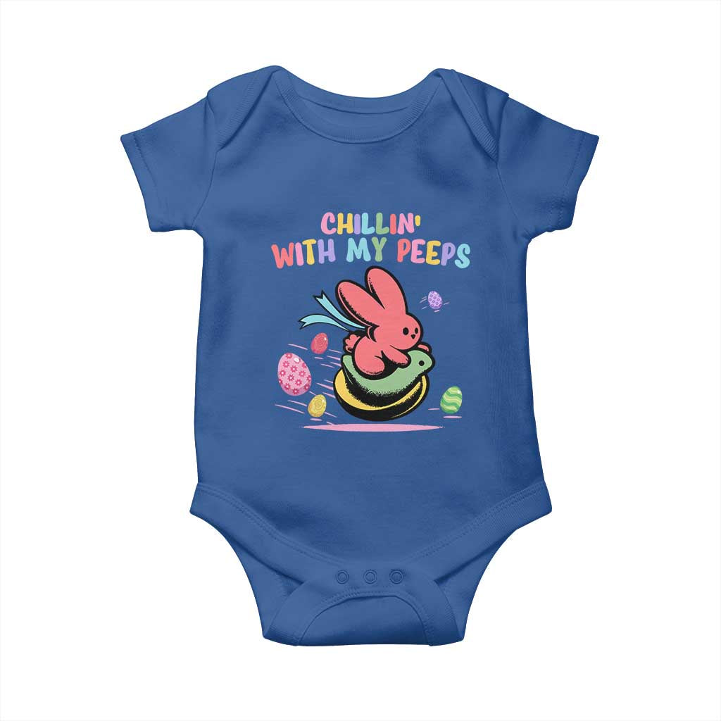 Easter Day Baby Onesie Chillin With My Peeps Bunnies TS10 Royal Blue Print Your Wear