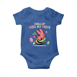 Easter Day Baby Onesie Chillin With My Peeps Bunnies TS10 Royal Blue Print Your Wear