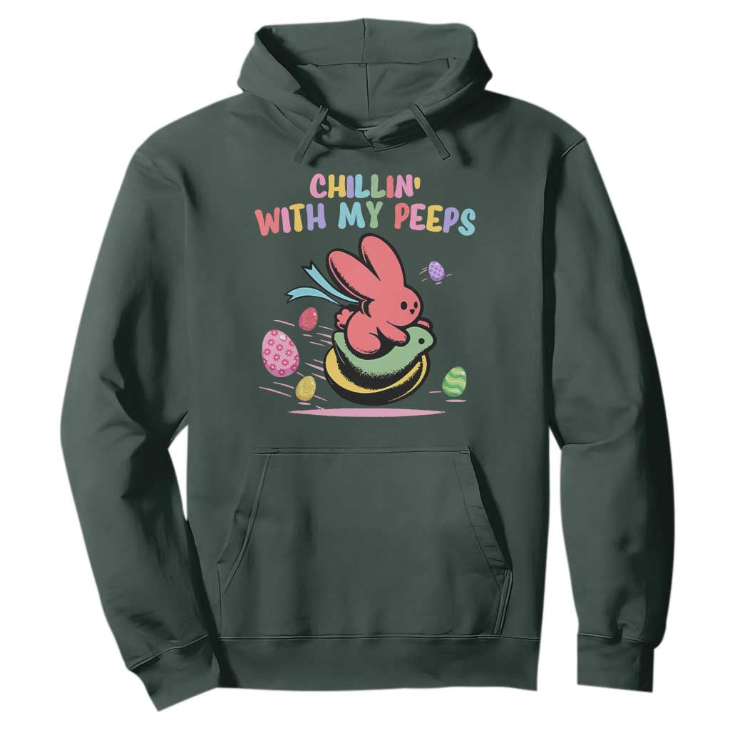 Easter Day Hoodie Chillin With My Peeps Bunnies TS10 Dark Forest Green Print Your Wear