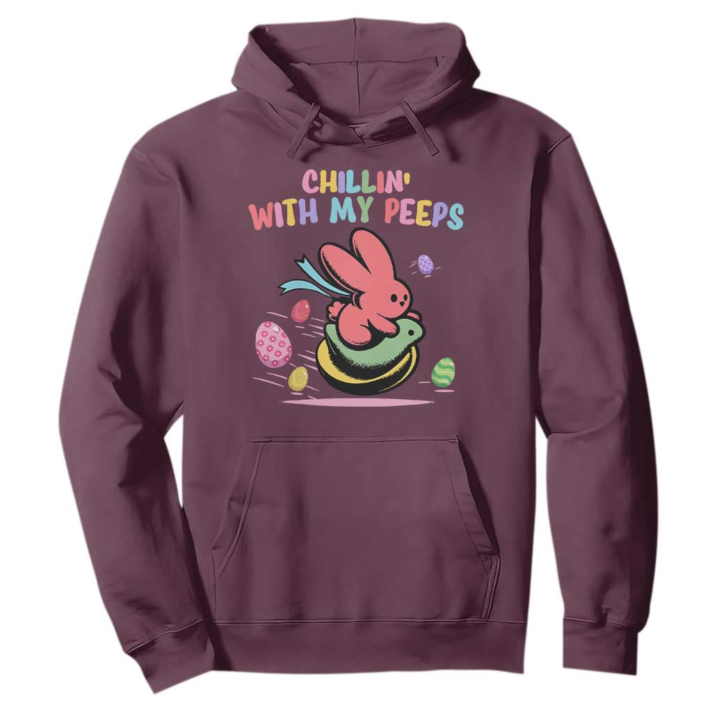 Easter Day Hoodie Chillin With My Peeps Bunnies TS10 Maroon Print Your Wear