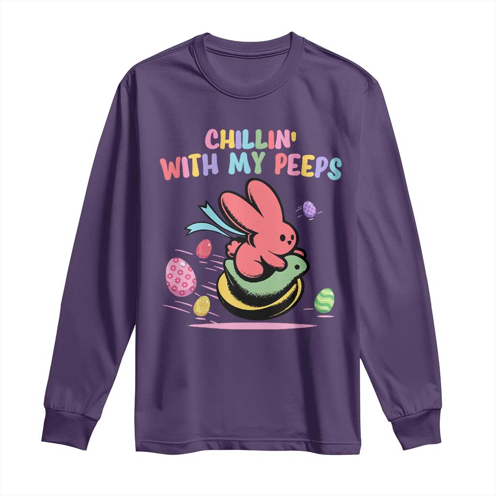 Easter Day Long Sleeve Shirt Chillin With My Peeps Bunnies TS10 Purple Print Your Wear