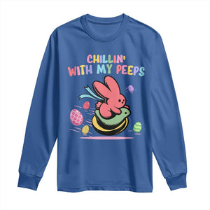 Easter Day Long Sleeve Shirt Chillin With My Peeps Bunnies TS10 Royal Blue Print Your Wear
