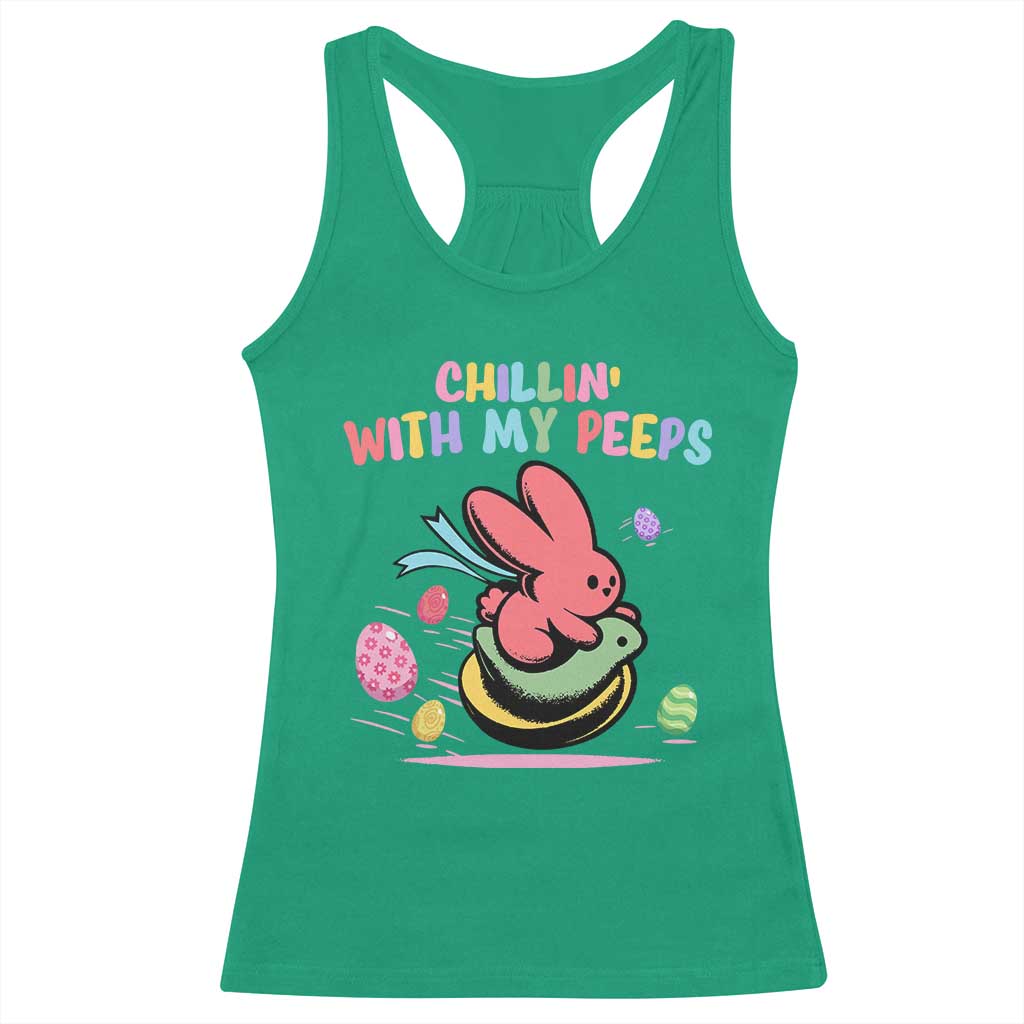 Easter Day Racerback Tank Top Chillin With My Peeps Bunnies TS10 Irish Green Print Your Wear