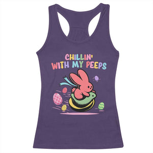 Easter Day Racerback Tank Top Chillin With My Peeps Bunnies TS10 Purple Print Your Wear