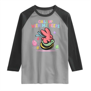 Easter Day Raglan Shirt Chillin With My Peeps Bunnies TS10 Sport Gray Black Print Your Wear