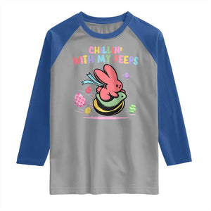 Easter Day Raglan Shirt Chillin With My Peeps Bunnies TS10 Sport Gray Royal Print Your Wear