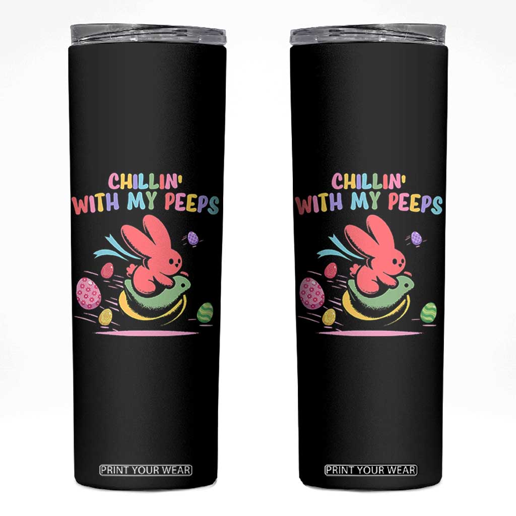Easter Day Skinny Tumbler Chillin With My Peeps Bunnies TS10 Black Print Your Wear