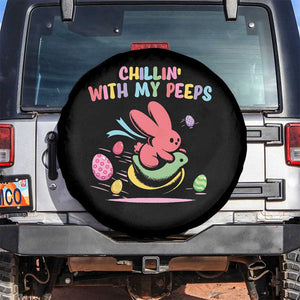 Easter Day Spare Tire Cover Chillin With My Peeps Bunnies TS10 No hole Black Print Your Wear