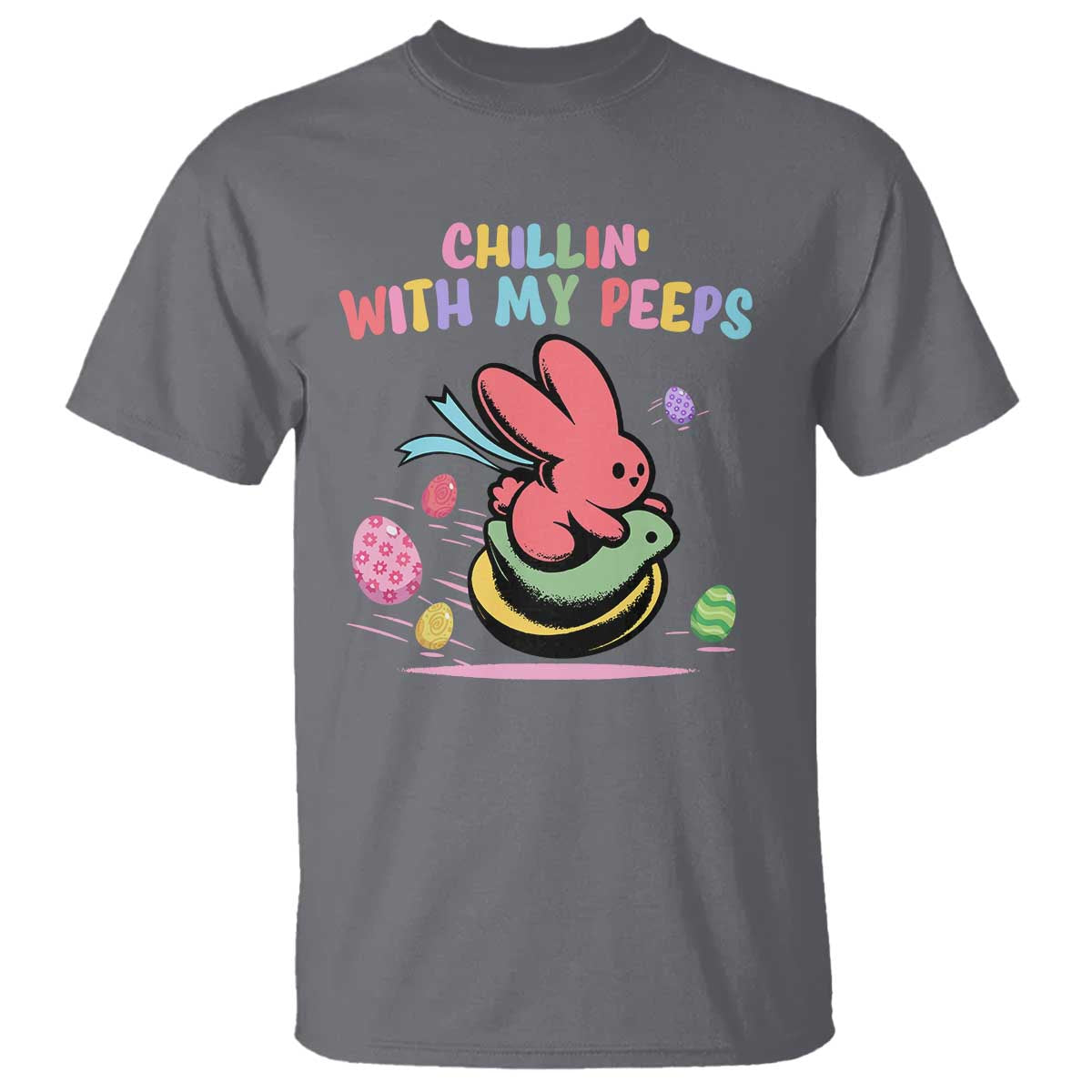 Easter Day T Shirt Chillin With My Peeps Bunnies TS10 Charcoal Print Your Wear