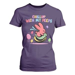 Easter Day T Shirt For Women Chillin With My Peeps Bunnies TS10 Purple Print Your Wear