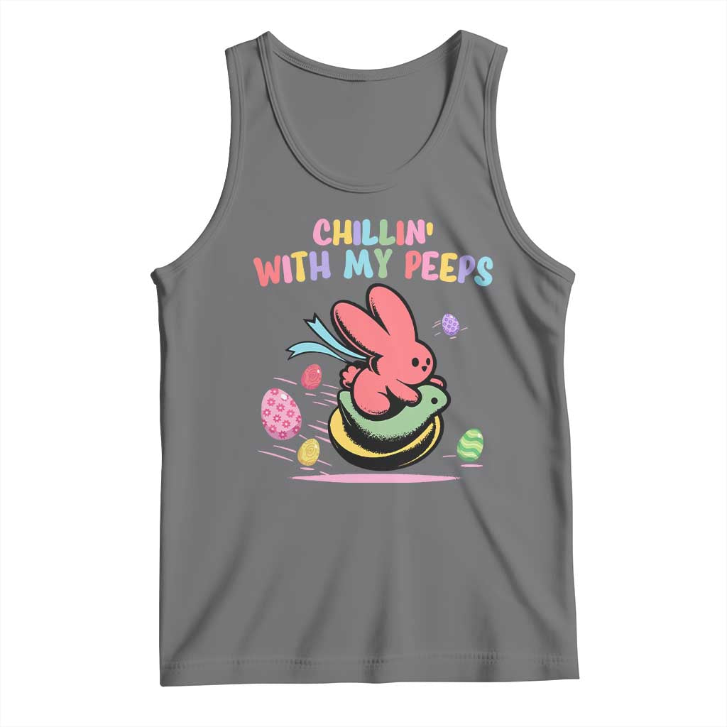 Easter Day Tank Top Chillin With My Peeps Bunnies TS10 Black Heather Print Your Wear