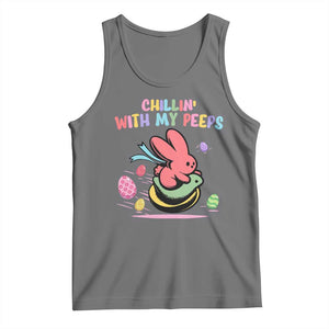 Easter Day Tank Top Chillin With My Peeps Bunnies TS10 Black Heather Print Your Wear